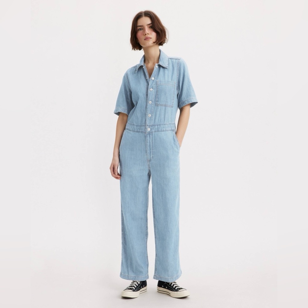 Levi's Light Blue Short Sleeves Denim Jumpsuit - NEW - Size Medium